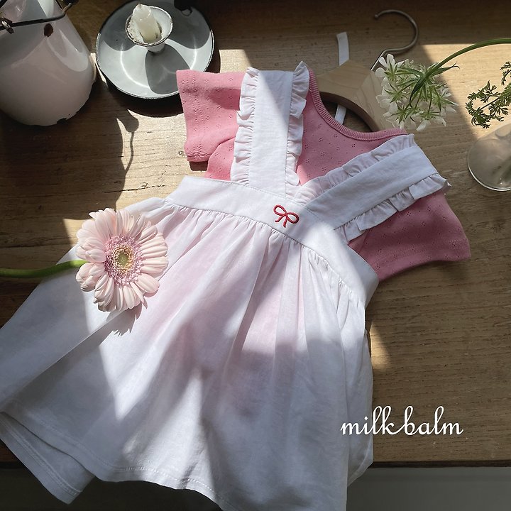 Milk Balm - Korean Baby Fashion - #babyoutfit - Eyelet X-Strap Short Sleeve Tee - 9