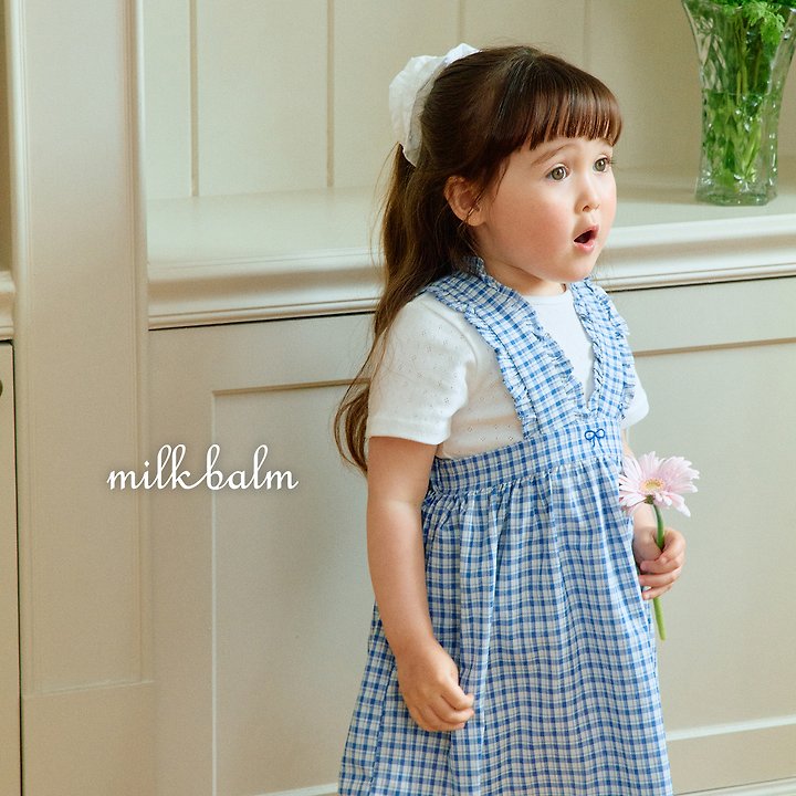 Milk Balm - Korean Baby Fashion - #babyoutfit - Ribbon Embroidered Suspender Skirt - 8
