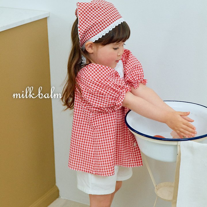 Milk Balm - Korean Baby Fashion - #babyoutfit - Ivy Check Blouse - 12