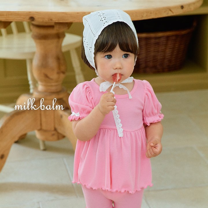 Milk Balm - Korean Baby Fashion - #babyoutfit - Ribbon Ribbed Set-up - 4