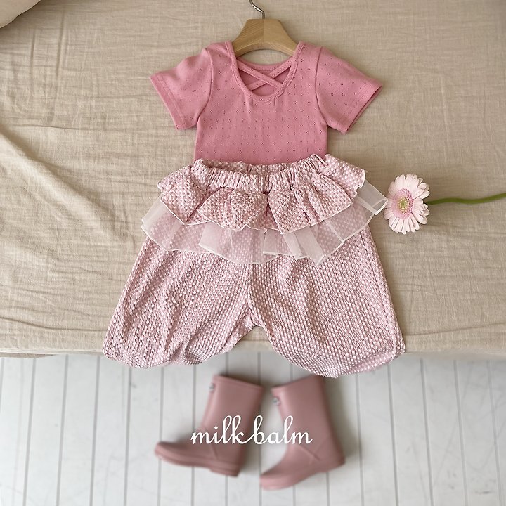 Milk Balm - Korean Baby Fashion - #babywear - Eyelet X-Strap Short Sleeve Tee - 10