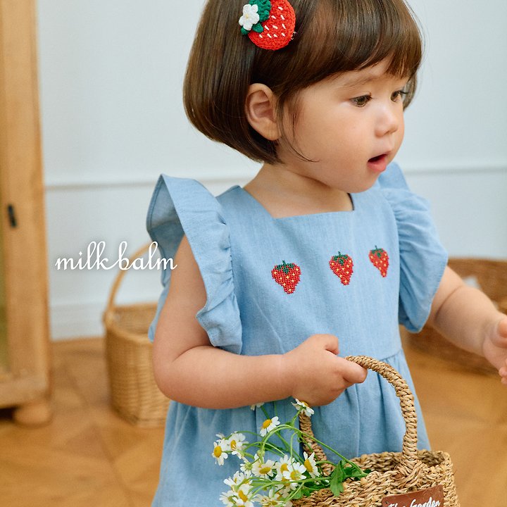 Milk Balm - Korean Baby Fashion - #babywear - Strawberry Denim Suit