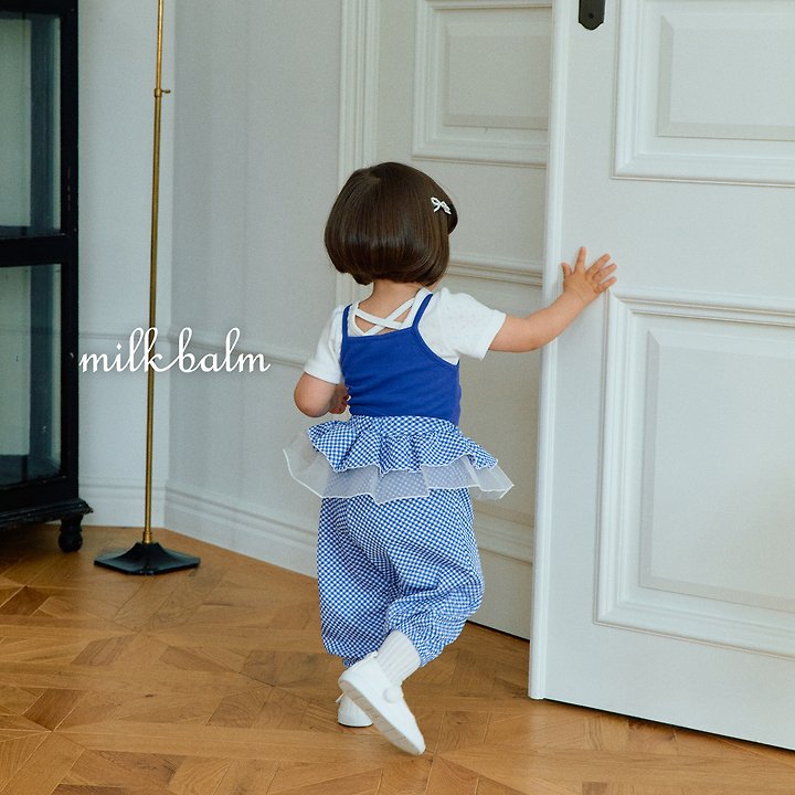 Milk Balm - Korean Baby Fashion - #onlinebabyboutique - Check Frill Pants - 12