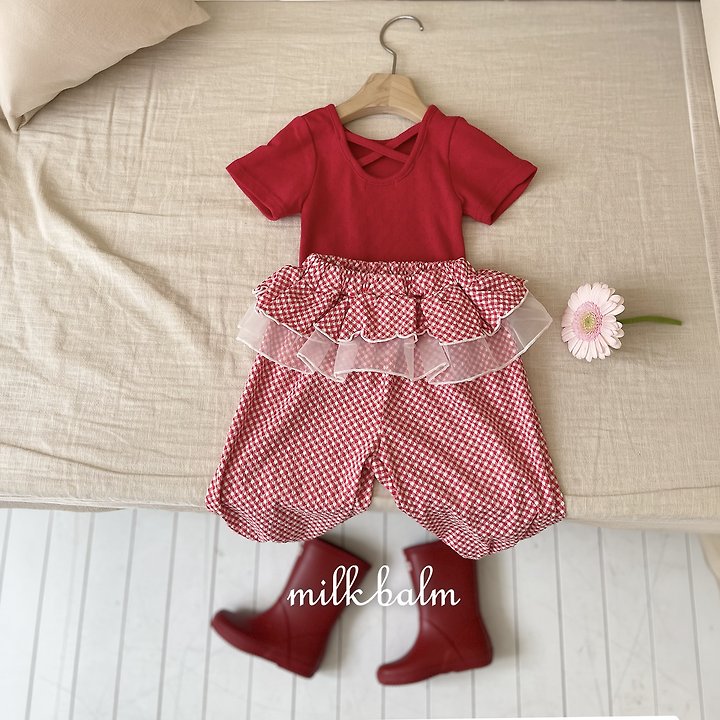 Milk Balm - Korean Baby Fashion - #onlinebabyboutique - Eyelet X-Strap Short Sleeve Tee - 11
