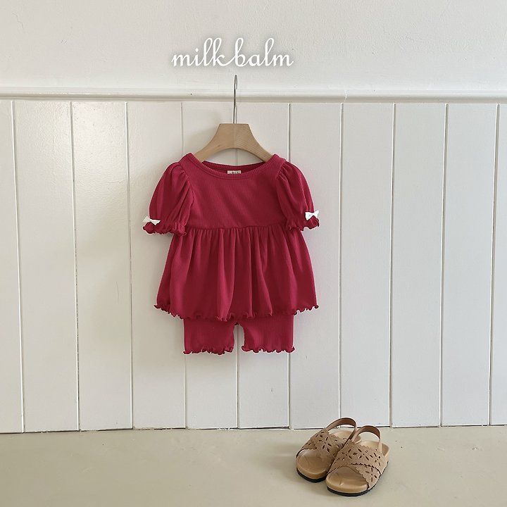 Milk Balm - Korean Baby Fashion - #onlinebabyboutique - Ribbon Ribbed Set-up - 6