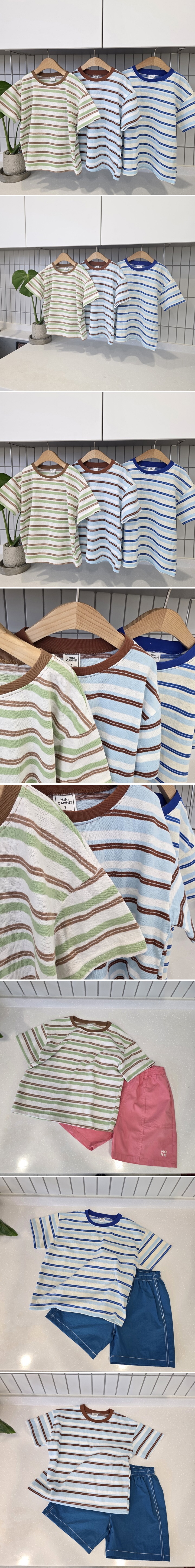 Mini Cabinet - Korean Children Fashion - #todddlerfashion - Leaf Striped Tee