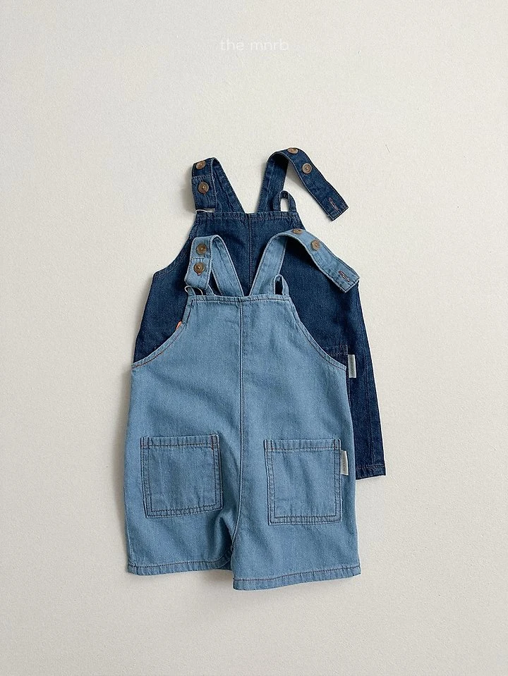 Mini Robe - Korean Baby Fashion - #babyfashion - Washed Denim Overalls