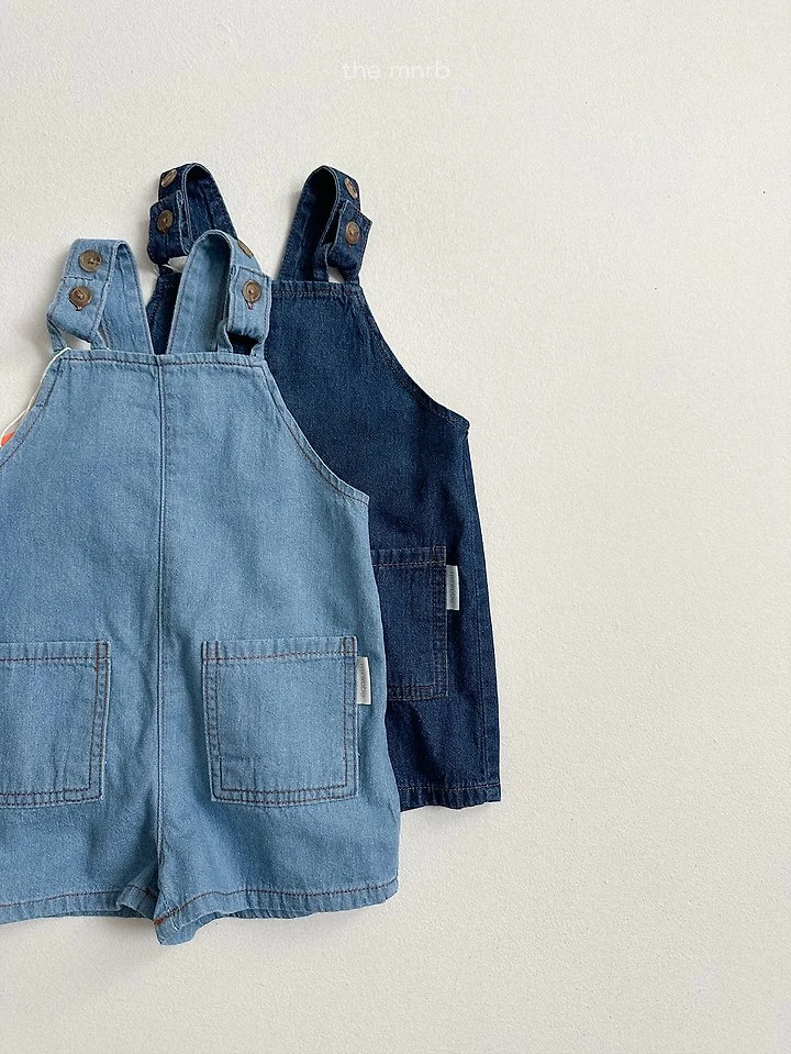 Mini Robe - Korean Baby Fashion - #babygirlfashion - Washed Denim Overalls - 4