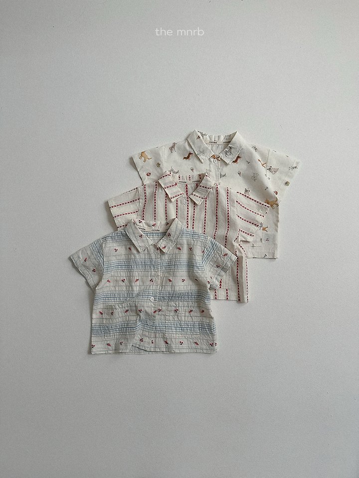 Mini Robe - Korean Baby Fashion - #babyootd - Multi Short Sleeve Shirt - 3
