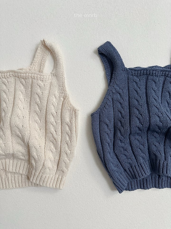 Mini Robe - Korean Baby Fashion - #babyoutfit - Cable Knit Vest - 3