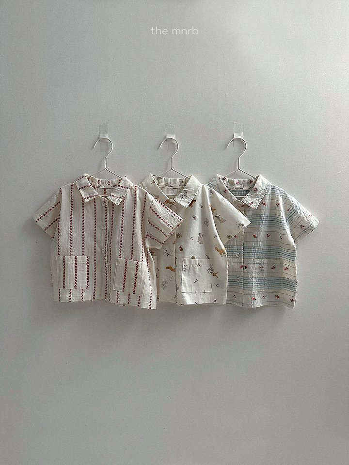 Mini Robe - Korean Baby Fashion - #babyootd - Multi Short Sleeve Shirt - 4