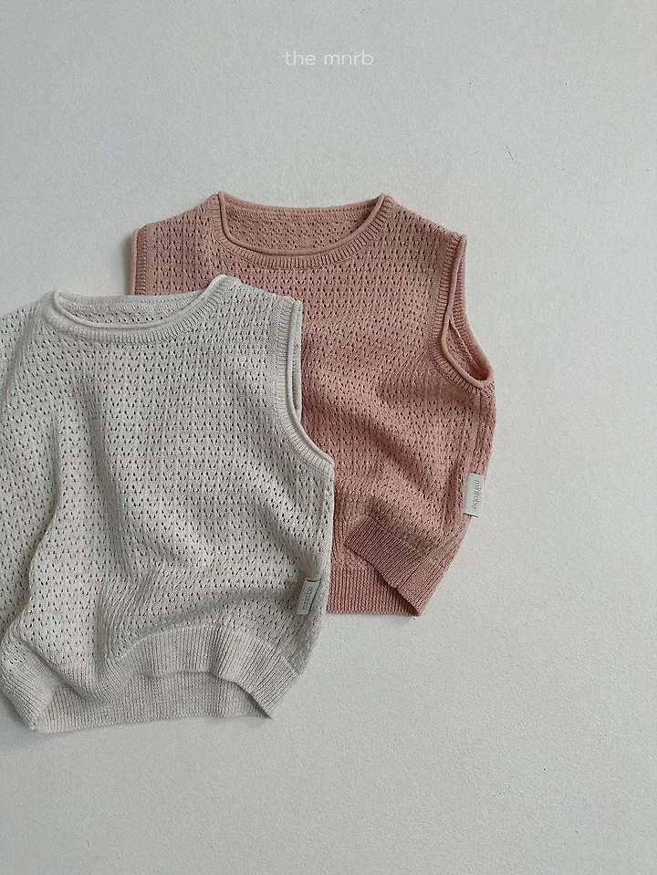 Mini Robe - Korean Baby Fashion - #babywear - Eyelet Knit Vest - 3