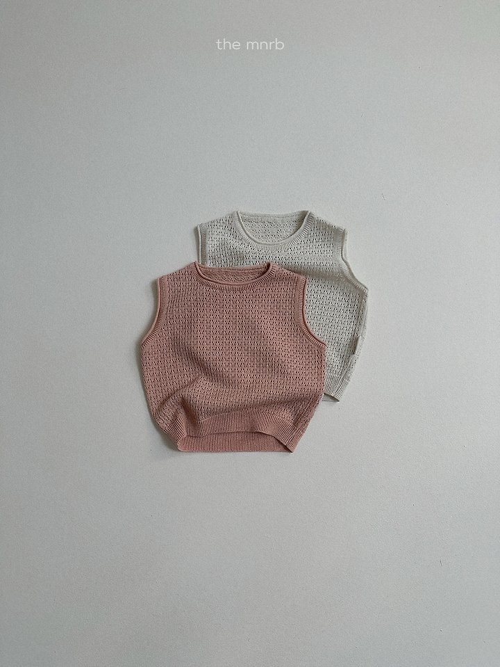 Mini Robe - Korean Baby Fashion - #babywear - Eyelet Knit Vest - 4