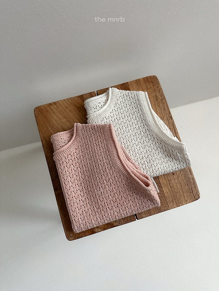 Mini Robe - Korean Baby Fashion - #onlinebabyshop - Eyelet Knit Vest - 5
