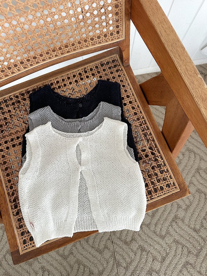 Mini Robe - Korean Baby Fashion - #onlinebabyshop - Button Knit Vest - 5