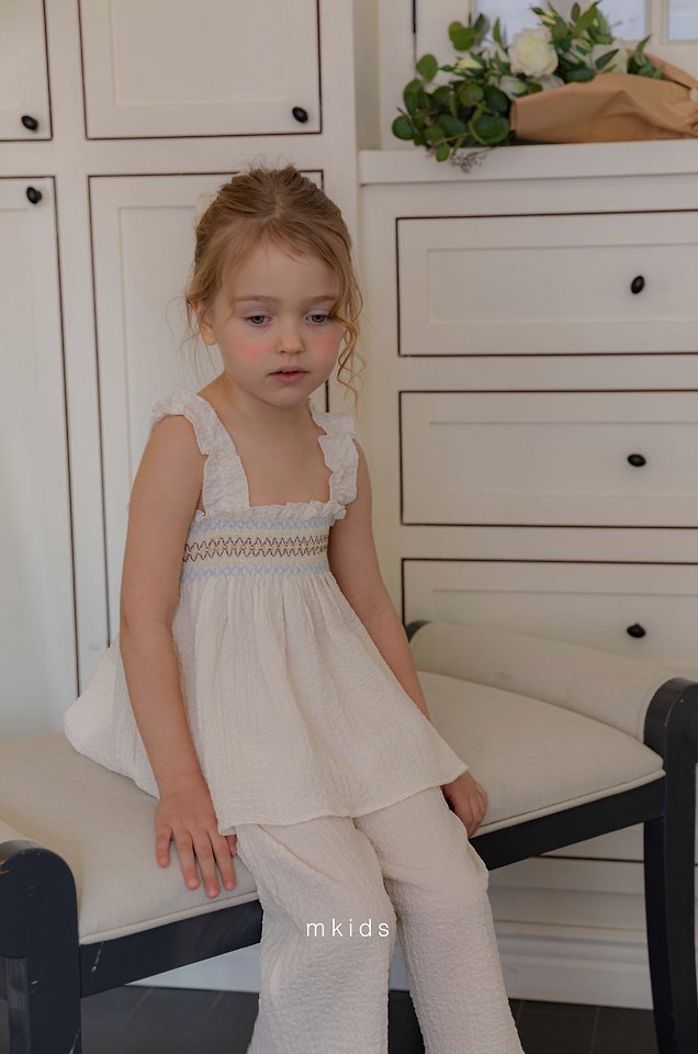 Mkids - Korean Baby Fashion - #babyboutique - Summer Smocking Sleeveless Set (Plain) - 8