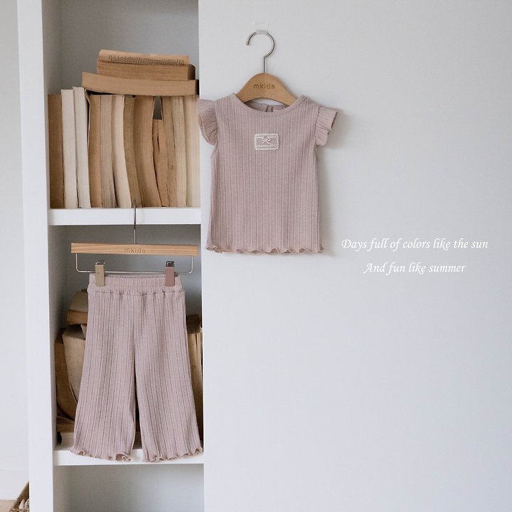 Mkids - Korean Baby Fashion - #onlinebabyshop - Sweet Ribbed Set (Plain) - 4