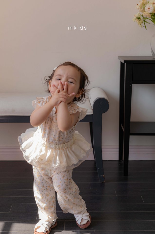 Mkids - Korean Baby Fashion - #babyoninstagram - Sweet Ribbed Set (Flower) - 11