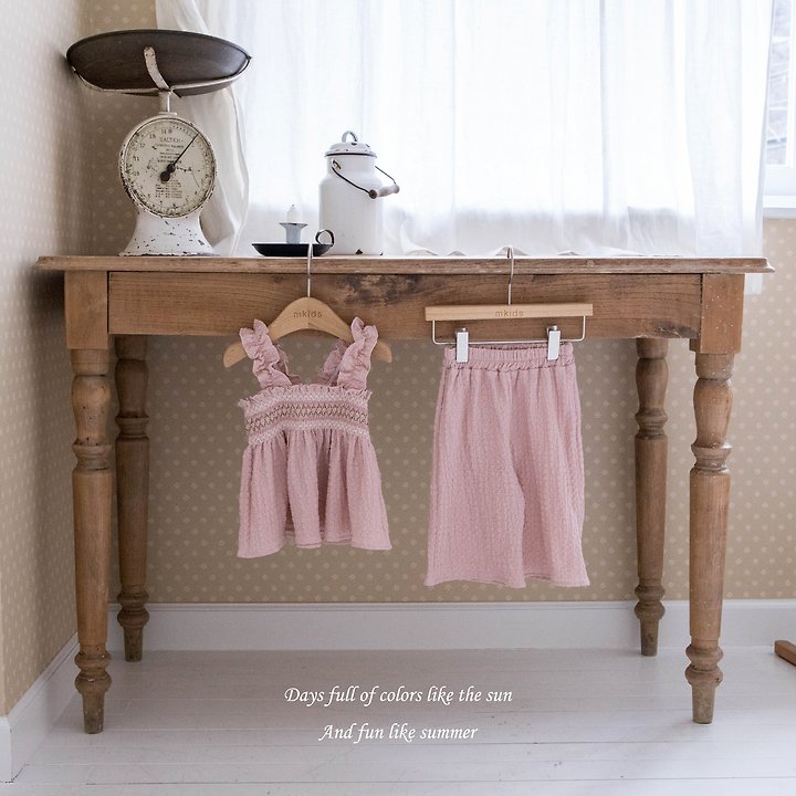 Mkids - Korean Baby Fashion - #onlinebabyboutique - Summer Smocking Sleeveless Set (Plain) - 5