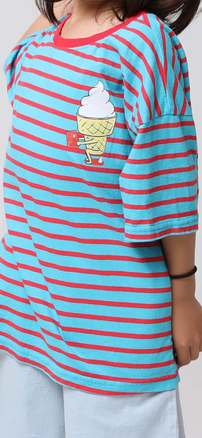 Mooi Store - Korean Children Fashion - #kidsshorts - Ice Cream Striped Tee - 6