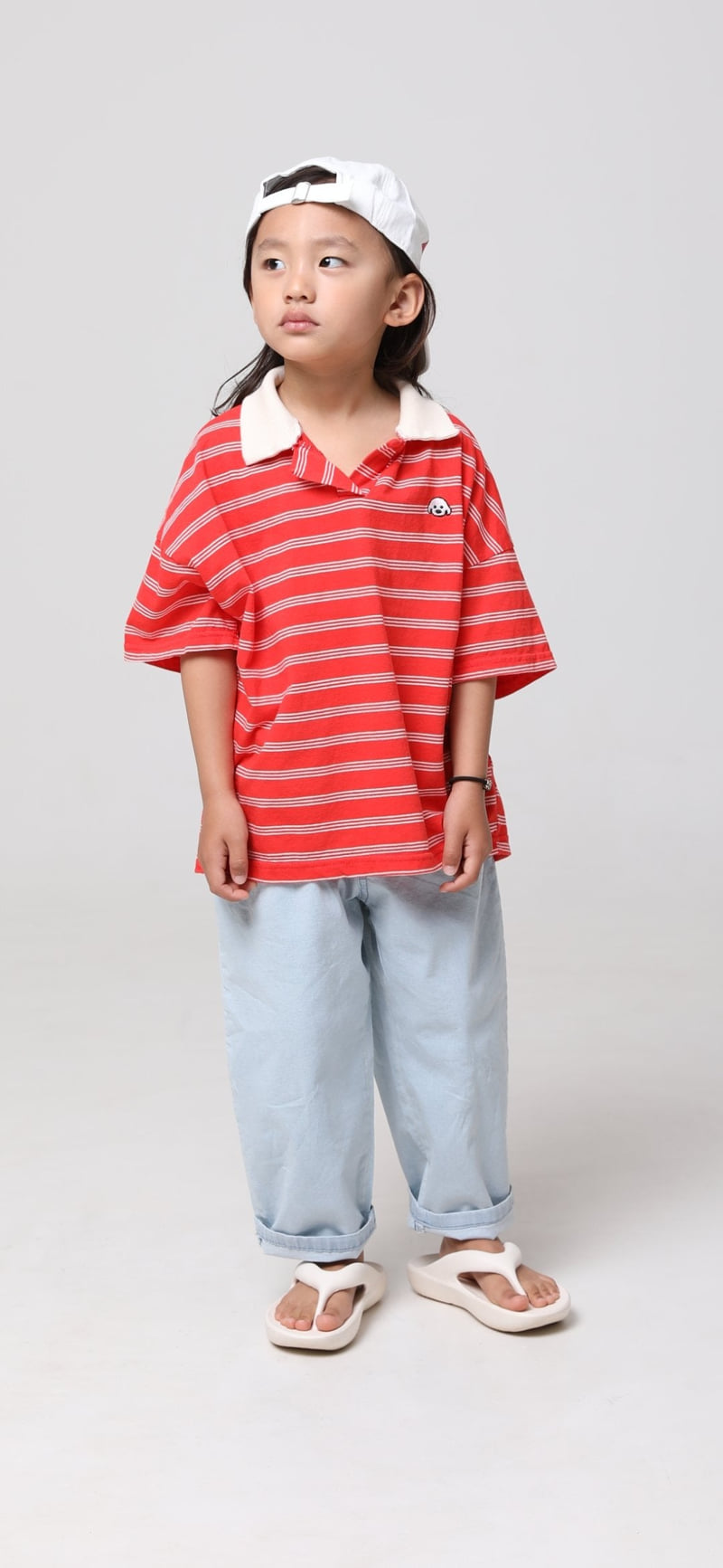 Mooi Store - Korean Children Fashion - #kidsshorts - Striped Collar Dog Tee - 5