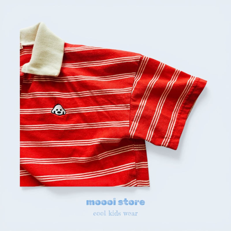 Mooi Store - Korean Children Fashion - #minifashionista - Striped Collar Dog Tee - 11
