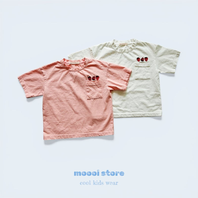 Mooi Store - Korean Children Fashion - #prettylittlegirls - Strawberry Pocket Embroidered Tee - 9