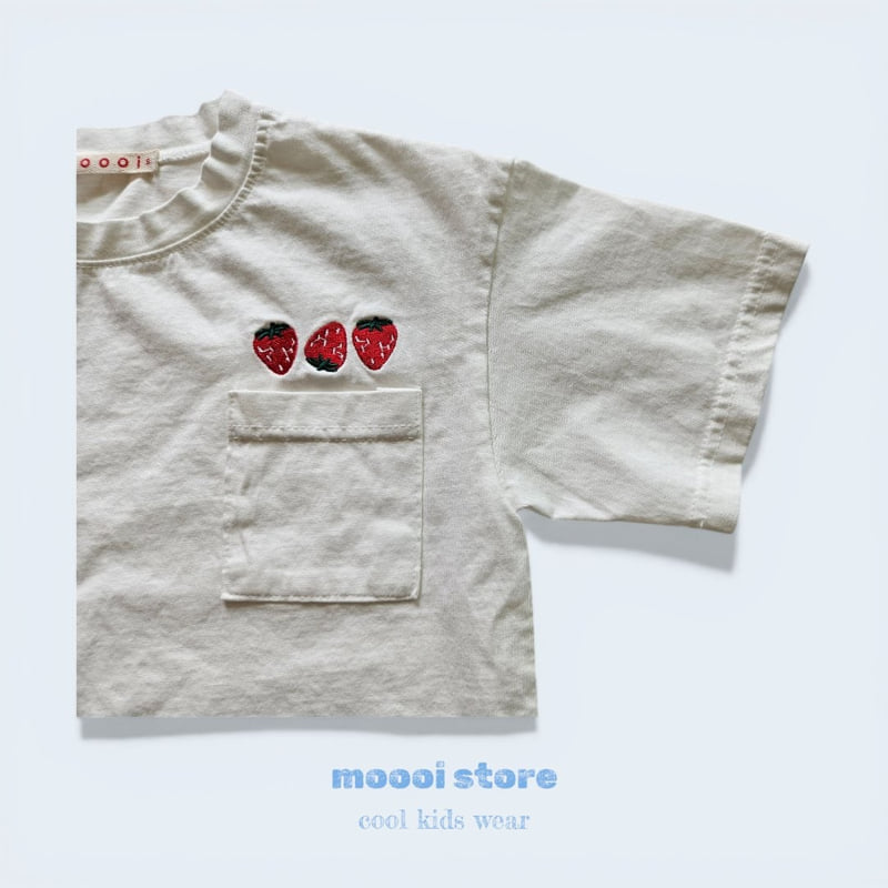 Mooi Store - Korean Children Fashion - #todddlerfashion - Strawberry Pocket Embroidered Tee - 10