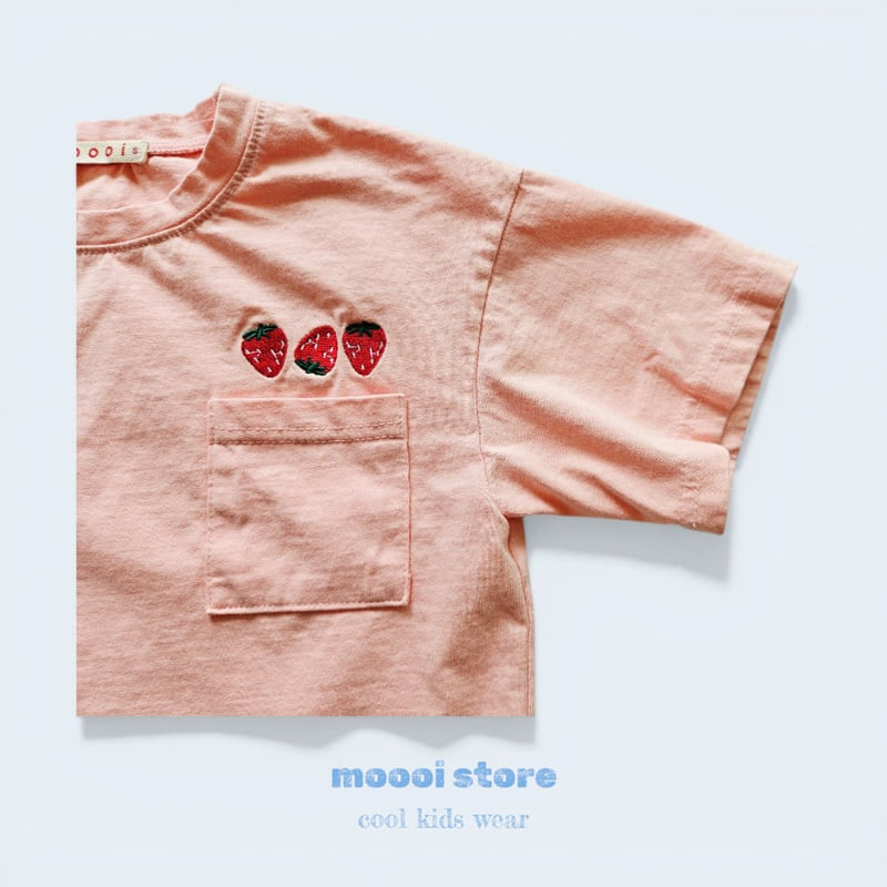 Mooi Store - Korean Children Fashion - #toddlerclothing - Strawberry Pocket Embroidered Tee - 11