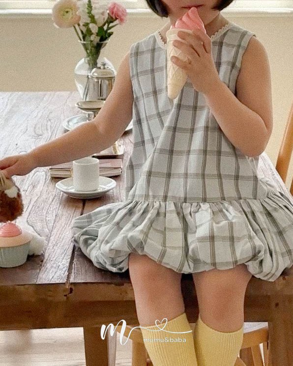 Mumunbaba - Korean Children Fashion - #kidsshorts - Mongle Check One-piece - 5