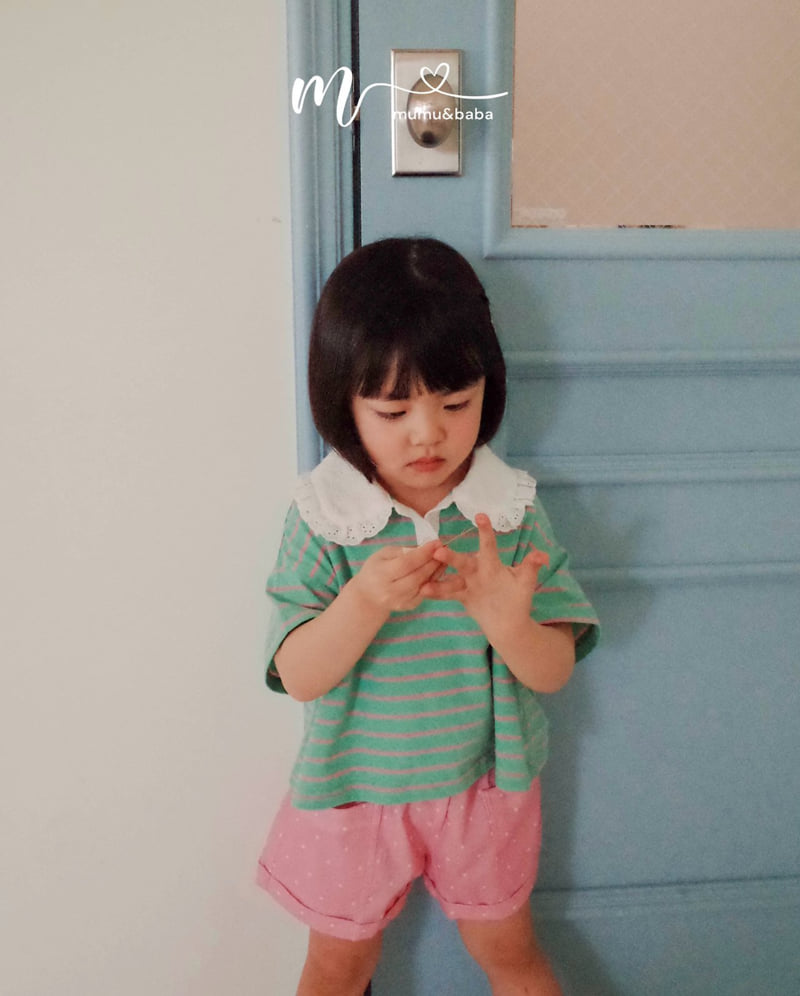 Mumunbaba - Korean Children Fashion - #kidsshorts - Chewing Collar Tee - 12