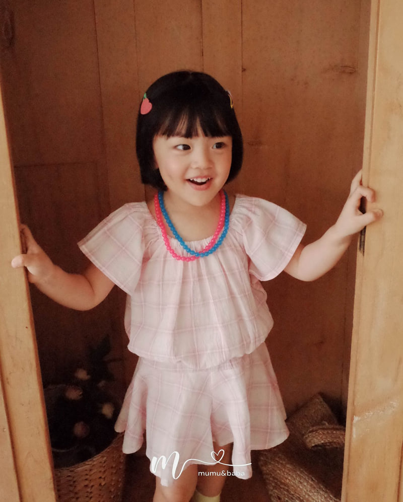 Mumunbaba - Korean Children Fashion - #kidsshorts - Check Shawl Blouse - 7