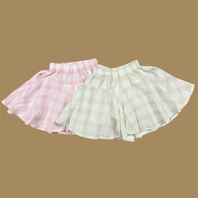 Mumunbaba - Korean Children Fashion - #kidsstore - Check Set Skirt Pants - 2