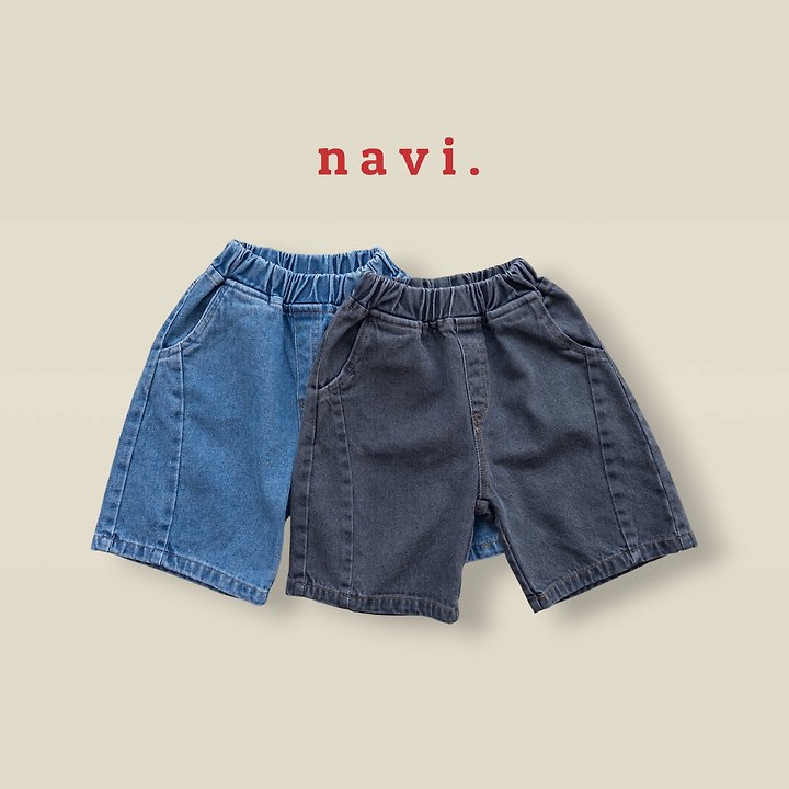 Navi - Korean Children Fashion - #kidsshorts - Curve Denim Pants