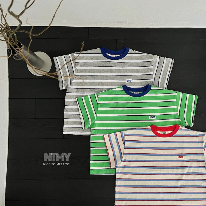 Nice To Meet You - Korean Children Fashion - #kidsshorts - Love Pin Striped Tee