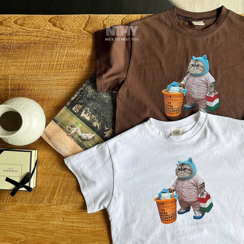 Nice To Meet You - Korean Children Fashion - #kidsstore - Chubby Cat Tee - 7