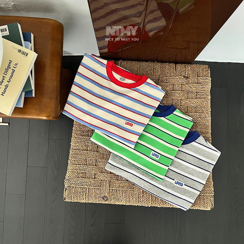 Nice To Meet You - Korean Children Fashion - #littlefashionista - Love Pin Striped Tee - 5