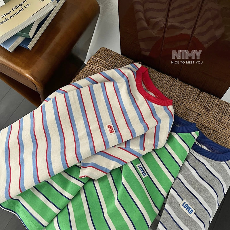 Nice To Meet You - Korean Children Fashion - #magicofchildhood - Love Pin Striped Tee - 6