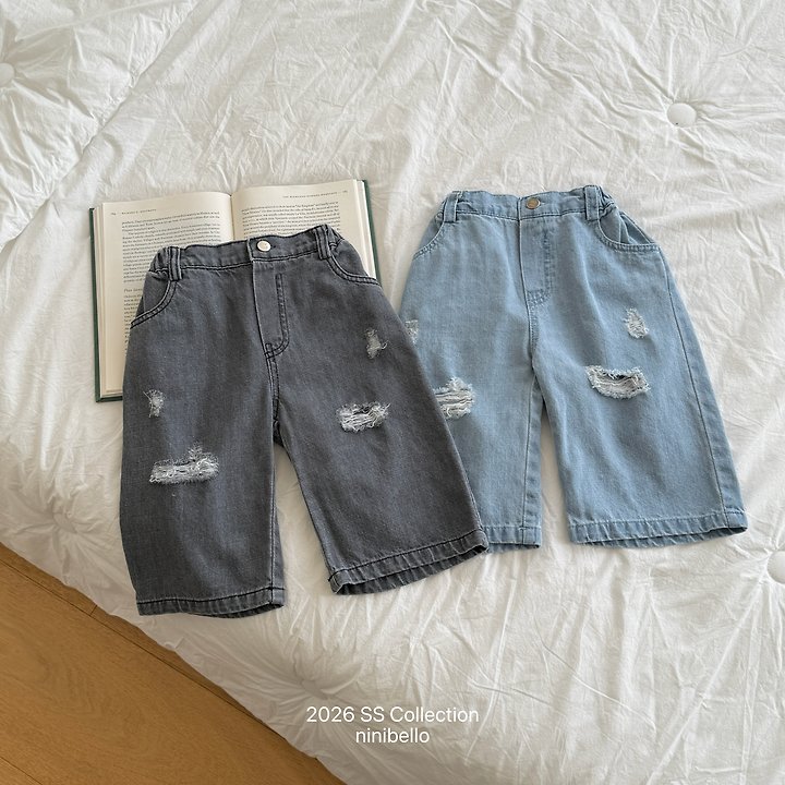 Ninibello - Korean Children Fashion - #Kfashion4kids - Damage Ice Denim Pants