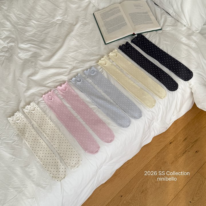 Ninibello - Korean Children Fashion - #discoveringself - Dot Heart Punching Knee Socks - 3
