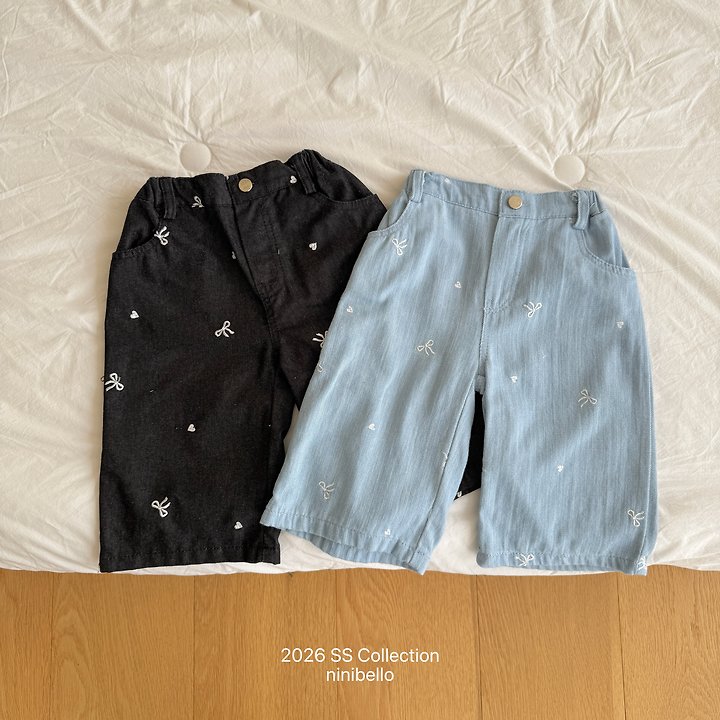 Ninibello - Korean Children Fashion - #kidsshorts - Ribbon Sugar Denim Pants