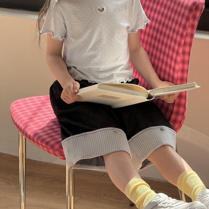 Ninibello - Korean Children Fashion - #kidsshorts - Dot Heart Punching Tee - 4