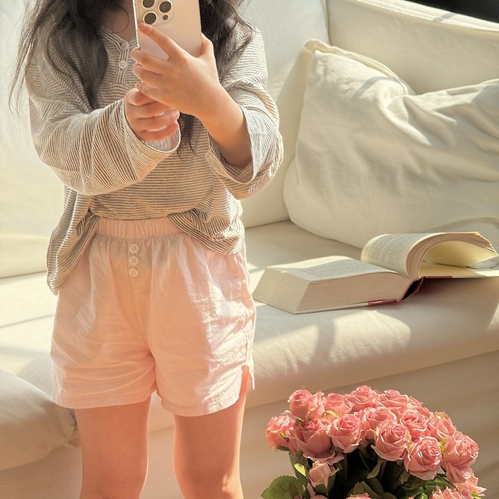 Ninibello - Korean Children Fashion - #littlefashionista - Marine Stripe Button Tee - 5