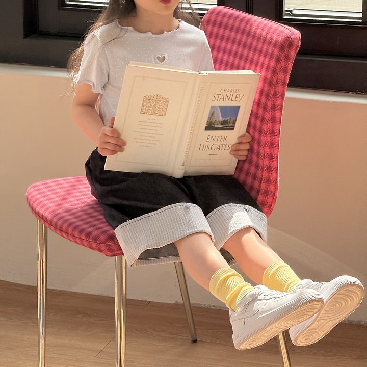 Ninibello - Korean Children Fashion - #magicofchildhood - Check Roll-up Denim Pants - 5