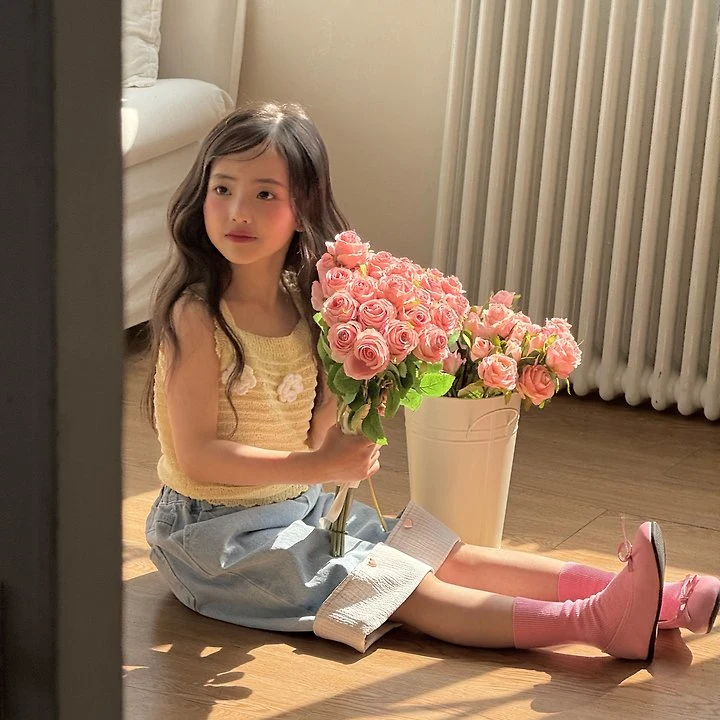 Ninibello - Korean Children Fashion - #prettylittlegirls - Check Roll-up Denim Pants - 7