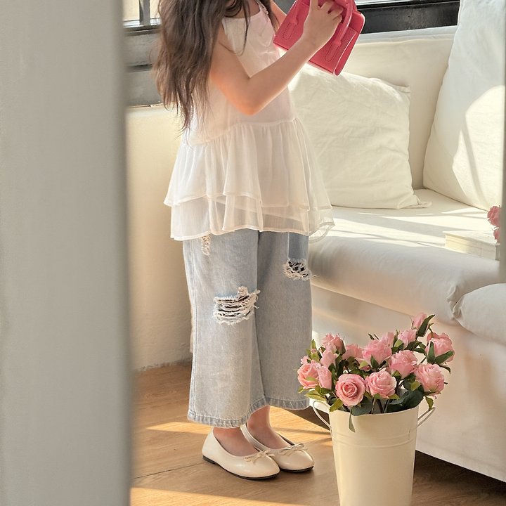 Ninibello - Korean Children Fashion - #prettylittlegirls - Damage Ice Denim Pants - 5