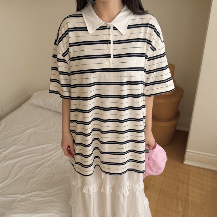 Ninibello - Korean Women Fashion - #momslook - Adult Poki Collar Tee - 10