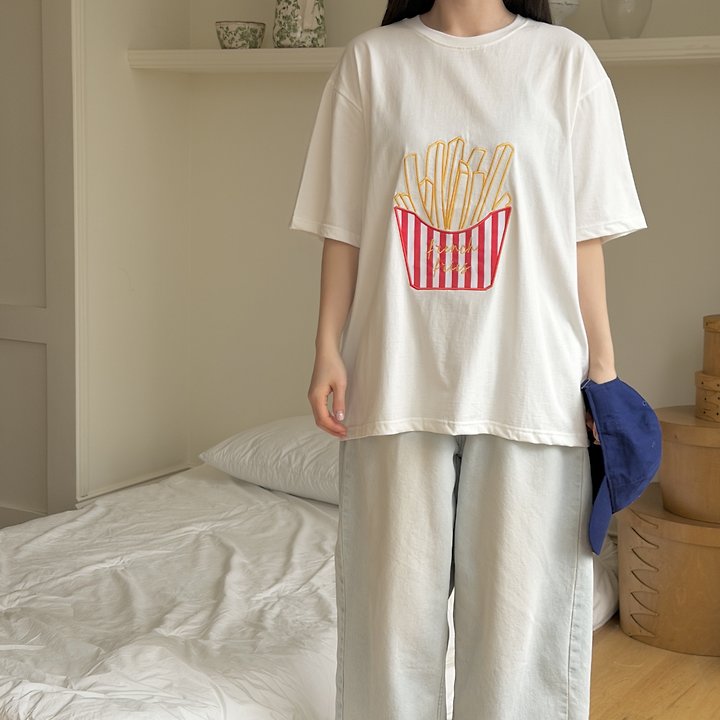 Ninibello - Korean Women Fashion - #momslook - Adult French Fries Tee - 7