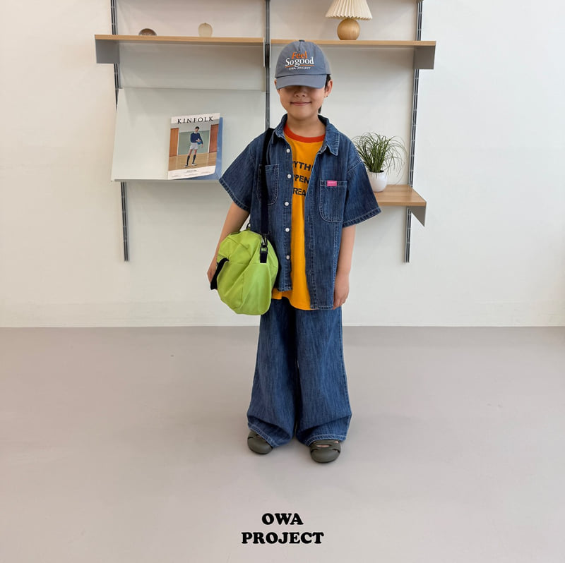 O Wa - Korean Children Fashion - #kidsstore - Wide Linen Denim Pants - 6