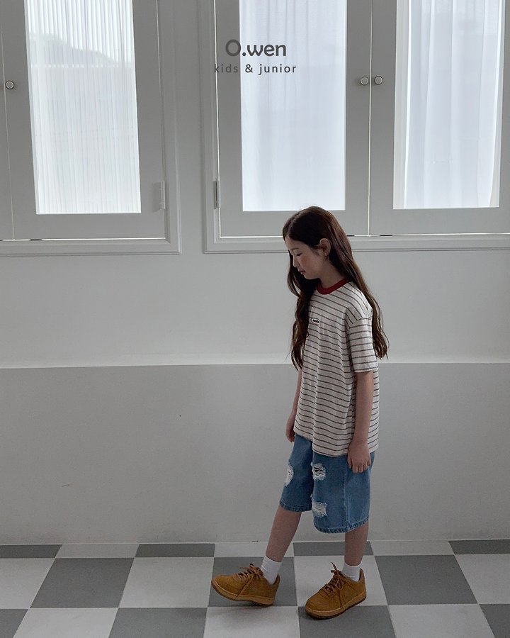 O Wen - Korean Children Fashion - #Kfashion4kids - Mention Stripe Short Sleeve Tee - 5